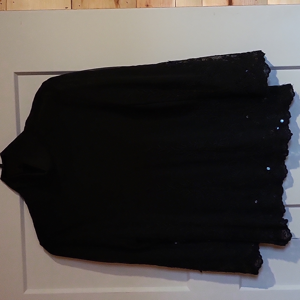 Black Mesh and Sequin Turtleneck